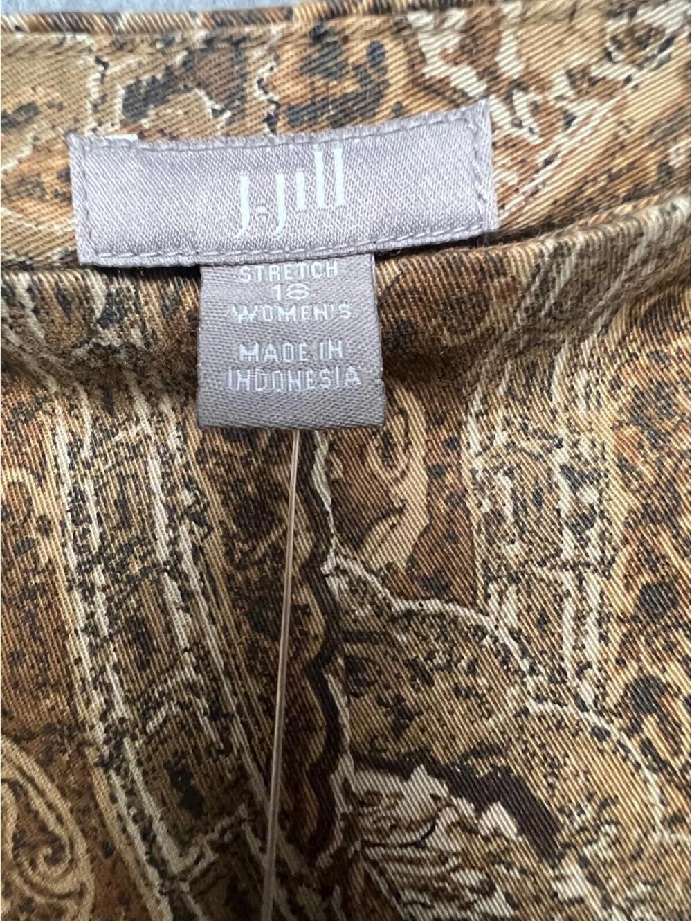 J. Jill Paisley Pull On Pants Women's Plus Sz 18 W Brown Casual Simple Modern - Picture 6 of 12